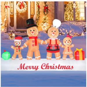 Spinosaurus 10 FT Christmas Inflatable Outdoor Decoration,Blow Up Gingerbread Man Family Hand in Hand Adorable Inflatable Christmas Decor with LEDs for Xmas Yard,Garden Decor