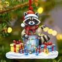 3 x Raccoon Christmas Ornament, Raccoon Ornament for Christmas Tree 2025, 2D Wooden Hanging Dcor for Christmas Keepsake, Raccoon Gifts for Women, Trash Panda Christmas Tree Ornament