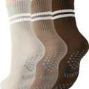 Womens Pilates Non slip Yoga Socks Dance Gym Exercise Ankle Socks (One Size, 3 Pack Maillard)