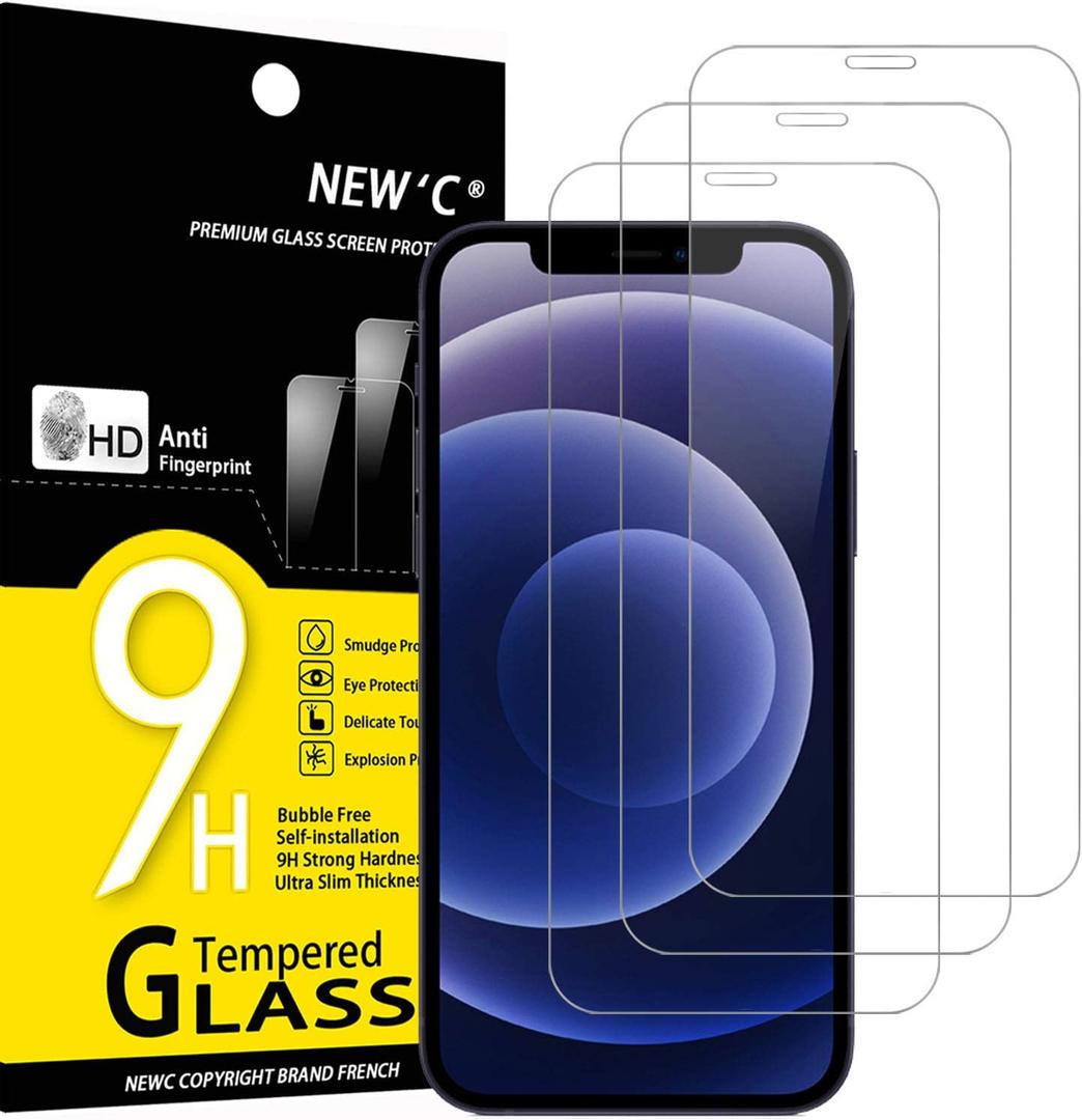NEW'C 3 Pack Designed for iPhone 12 Mini Screen Protector (5.4"), Enhanced Tempered Glass Protection, Case Friendly Anti Scratch Bubble Free Ultra Resistant (Transparent)