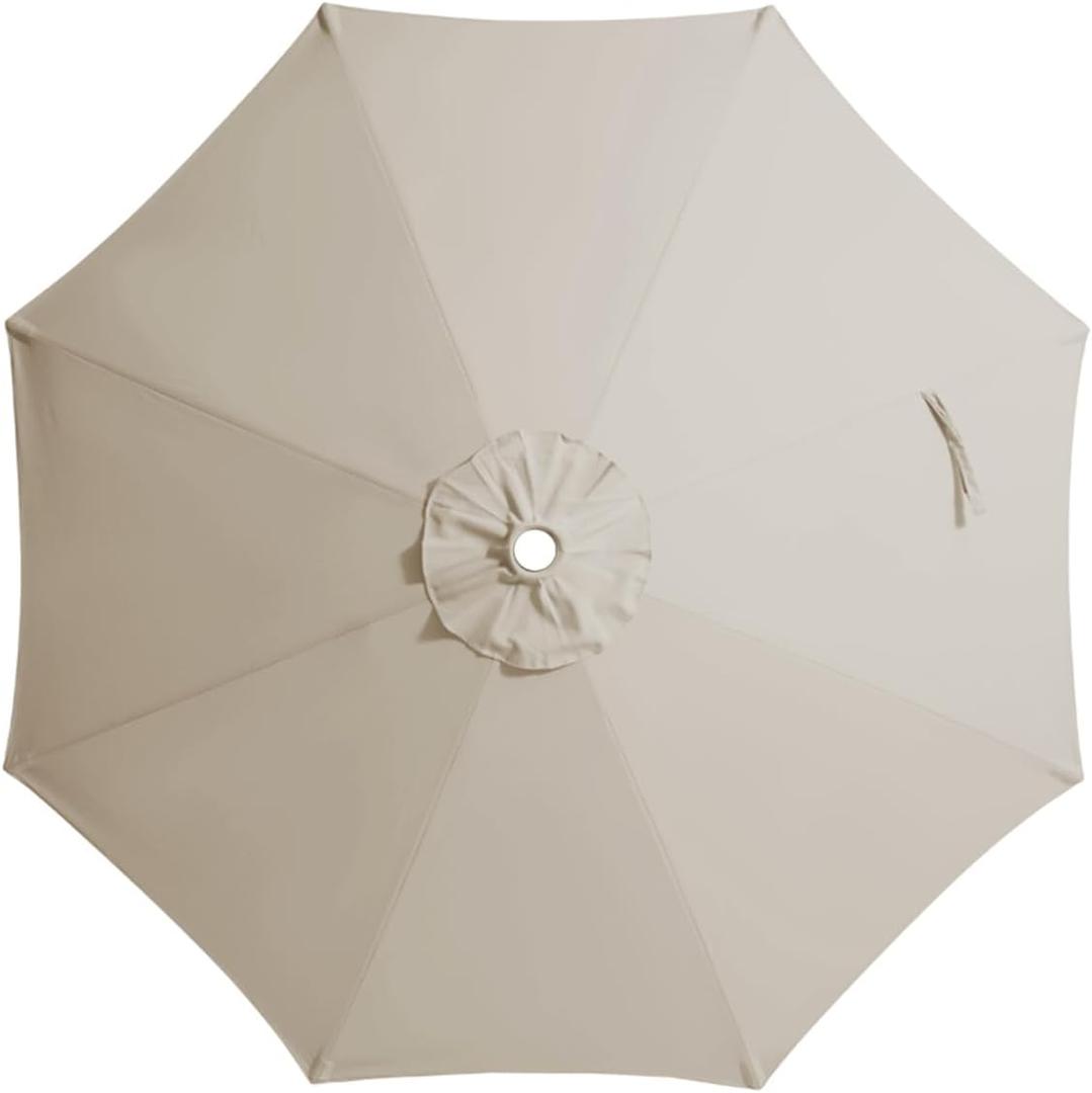 JEAREY 9 ft Patio Umbrella Replacement Canopy for 8 Ribs, Table Market Yard Umbrella Replacement Top Cover-Fog Gray (Canopy Only)