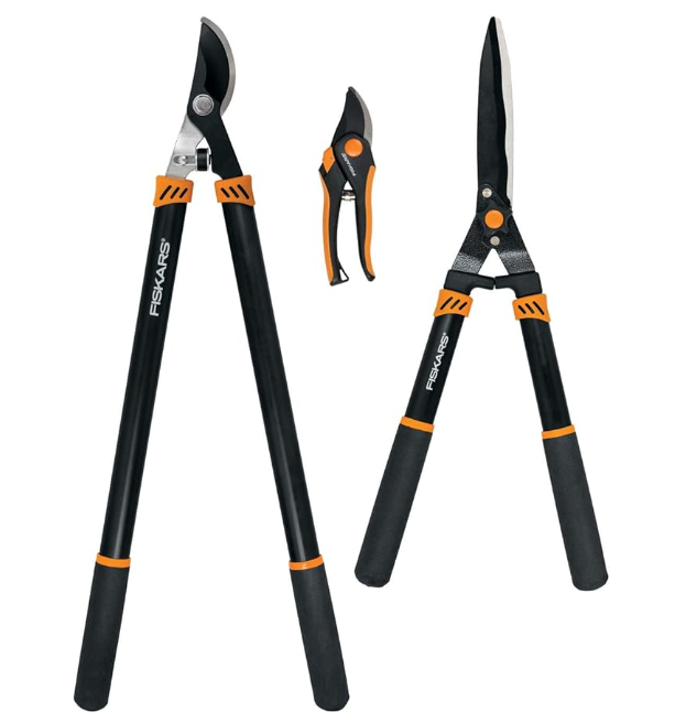 Fiskars Rugg Heirloom Carbon Steel Bypass Lopper/Pruner Set+ Bucket/Garden Prop