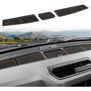 Auovo Dash Cover Tray Compatible with Ford Bronco Accessories 2021 2022 2023 2024 2025 Anti-Slip Silicone Dashboard Compartments Mat fit Bronco 2/4-Door Interior Dash Pad Liners 3-pc Set (Orange Trim)