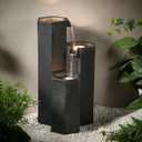 27.95“” H 3-Tiers Cascading Outdoor Water Fountain Made with Eco-Friendly Recyclable Materials, Polyethylene Waterfall Fountain, Outdoor Decor with LED Lights for Patio, Backyard
