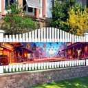 Wild West Party Banner 118x20 Inch Western Town Backdrop with Cartoon Cowboy Street Design for Country Theme Party Ranch Birthday Bar Saloon Decor Western Garden Fence Banner