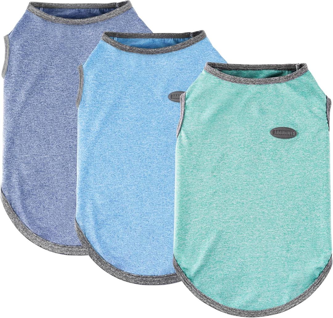 3 Pack Lightweight Sun Protection Dog Shirt Breathable Sleeveless Dog T Shirts Extra Soft Top Tank Dog Clothes for Outdoor Activities (Navy Blue + Light Blue + Sky Blue, Medium)