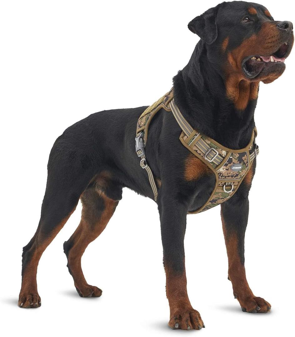 AUROTH Tactical Dog Harness for Large Dogs No Pull Adjustable Reflective K9 Working Training Easy Control Pet Vest Military Service Harnesses Woodland Camo L (L(Neck:18-29",Chest:24-37"),45-80 lbs)