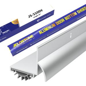 36'' L-Shaped Door Bottom Shoes with Rain Drip (Mill Finish) - Fire Rated - Heavy Duty Aluminum with Flex-V Vinyl Seal Insert, Weatherproof & Soundproof for Exterior Doors, JS-210DV