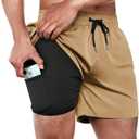 BRISIRA Mens Swim Trunks Swim Shorts Quick Dry 5 inch Inseam Beach Shorts with Compression Liner and Zipper Pocket, 34