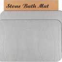 Stone Bath Mat, 2 Pack Diatomaceous Earth Shower Mat, Non-Slip Super Absorbent Quick Drying Bathroom Floor Mat, 24x15, Light Grey