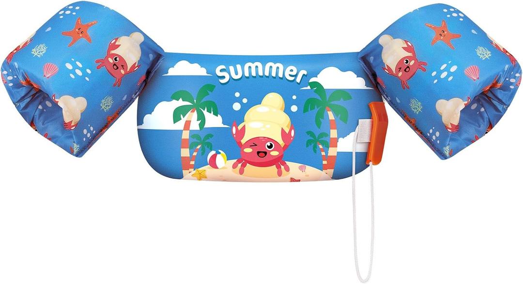 HeySplash Swim Vest for Kids, Toddler Pool Floaties Fit 22-30-40-50-60-66 Lbs, Children Puddle Swimming Jumper Jacket with Safety Buckle, Water Wing Arm Pool Float for Boat Swim Trainer Boy Girl 3-5-6