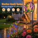 Solar Lights Garden Decor, Hummingbird Solar Watering Can Lantern, Waterproof Colorful Outdoor Light, Birthday Gifts for Mom Grandma Women, Garden Lights for Yard Pathway Patio Lawn (Lavender)