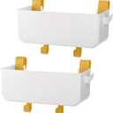 yarlung 2 Pack Bedside Organizer Hanging Caddy, Bunk Bed Shelf Plastic Storage Basket with Hooks for Dorm, Bathroom Handrail, Remote Holder, Bottles, Office Supplies