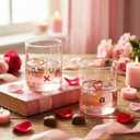 Skylety 2 Pcs Valentine's Day Juice Glass 16.4 oz More Amour and Always Love Notes Juice Glass Stemless Heart Drinking Cups Set for Couple Valentine Birthday Wedding Gifts