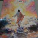 Jesus Walking On Water Wall Art Christian Prints Wall Decor Jesus Christian Canvas Painting Religious Spiritual Beliefs Prints Artwork for Church Bedroom Living Room Office Ready to Hang 16x24 Inch