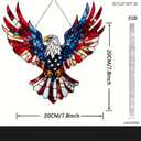 4th of July Sun Catcher for Window Hanging with Eagle Designs Acrylic Stained Glass for Garden 250th Anniversary America Ornament Blue Red White Independence Day Party Decor