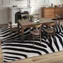 Zebra Rug Area Rugs for Living Room, 4x6 Animal Print Rug Machine Washable for Bedroom Dining Room Western Home Decor Non-Slip Low Pile Indoor Floor Carpet