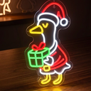 Christmas Neon Sign for Wall Decor Dimmable Christmas Goose LED Neon Light for Party Bedroom Christmas Decor for Window Kids Room Santa Claus Sign Festival Gifts for Kids Size 15.7 * 8.7in(GLNA004)