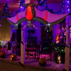 Morejoy 11 FT Halloween Inflatables Spooky Bat - Halloween Blow ups Yard Decorations Hanging Upside Down,with Built-in LEDs for Halloween Decorations Indoor Outdoor Party House Eave Ark