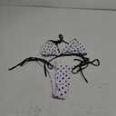 Women Sexy Brazilian Bikini Set Halter String Triangle Tie Side Cheeky Thong 2 Piece Bathing Suit Swimwear (Small, White Polka Dot)