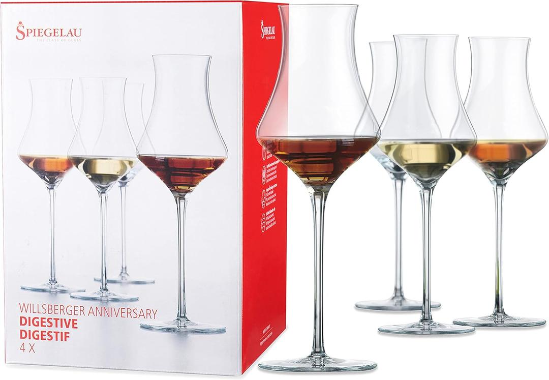 Spiegelau Willsberger Digestive Glasses Set of 4 - European-Made Crystal, Modern Cocktail Glasses, Dishwasher Safe, Professional Quality Cocktail Glass Gift Set - 9.9 oz