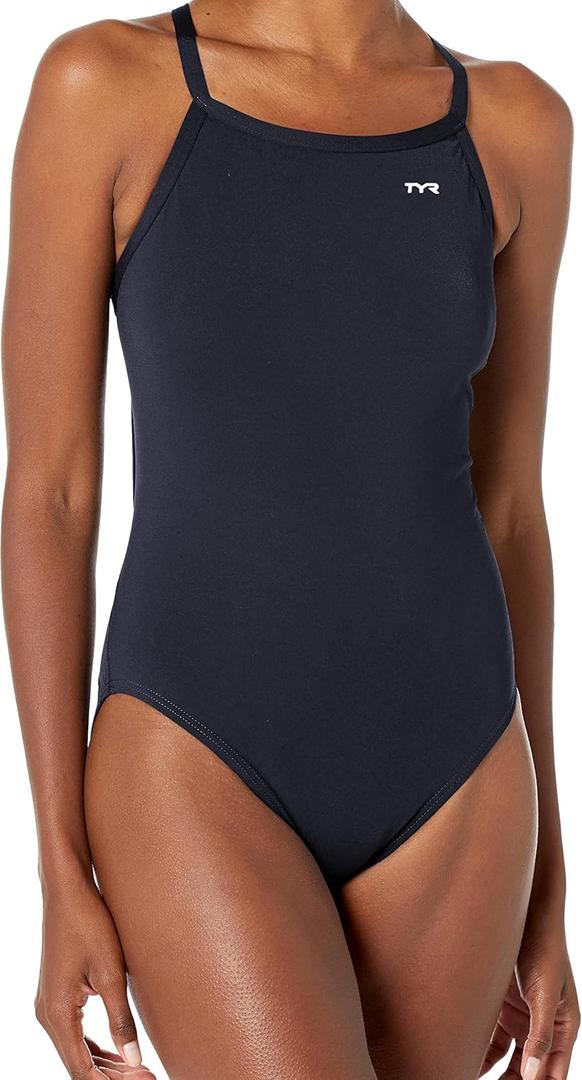 TYR Women's Durafast One Diamondfit Swimsuit (36, Black)