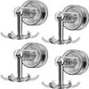 4Pcs Suction Cup Hooks 360 Rotating Heavy Duty Hanging Utensil Holder No Trace Removable and Reusable Hooks for Kitchen Bathroom Shower Gray