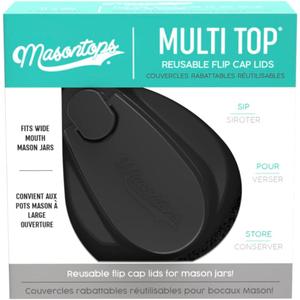Masontops Mt1wblk Wide Mouth Multi Top Flip Cap Lid, Black