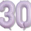 Light Purple 2 Balloons, 40 Inch Giant Lilac Helium Mylar Foil Number 0-9, Pastel Dusty Purple 2nd Birthday Balloon for Girls, Morados Numero Two Balloons for Women Anniversary Party Decorations "3" "0"