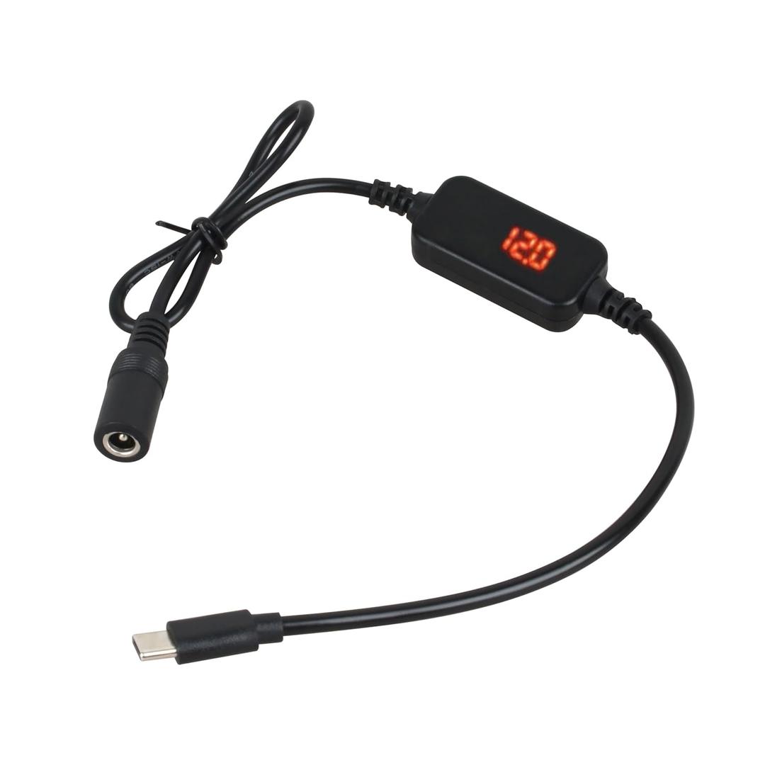 12V Heated Jacket Battery Step-Up Adapter Charger Cable Type-C to DC5.5mm for Milwau-keeMakita, Dewalt Heated Jackets, Heated Vests and Heated Hoodies(Designed for 12V Heated Jackets Only)