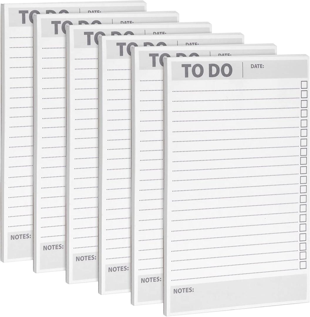 Paper Junkie 6 Pack To Do List Notepads for Daily Reminder Checklist and Office Desk Accessories (8.5 x 5.5 In Note Pads, 60 Notepad Sheets Each)