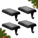 Christmas Stocking Holders for Mantle Set of 4, Heavy Weighted Metal Stocking Holders Hangers Low Profile Stocking Hooks Bases for Fireplace Table Xmas Holiday Party Decoration, Black