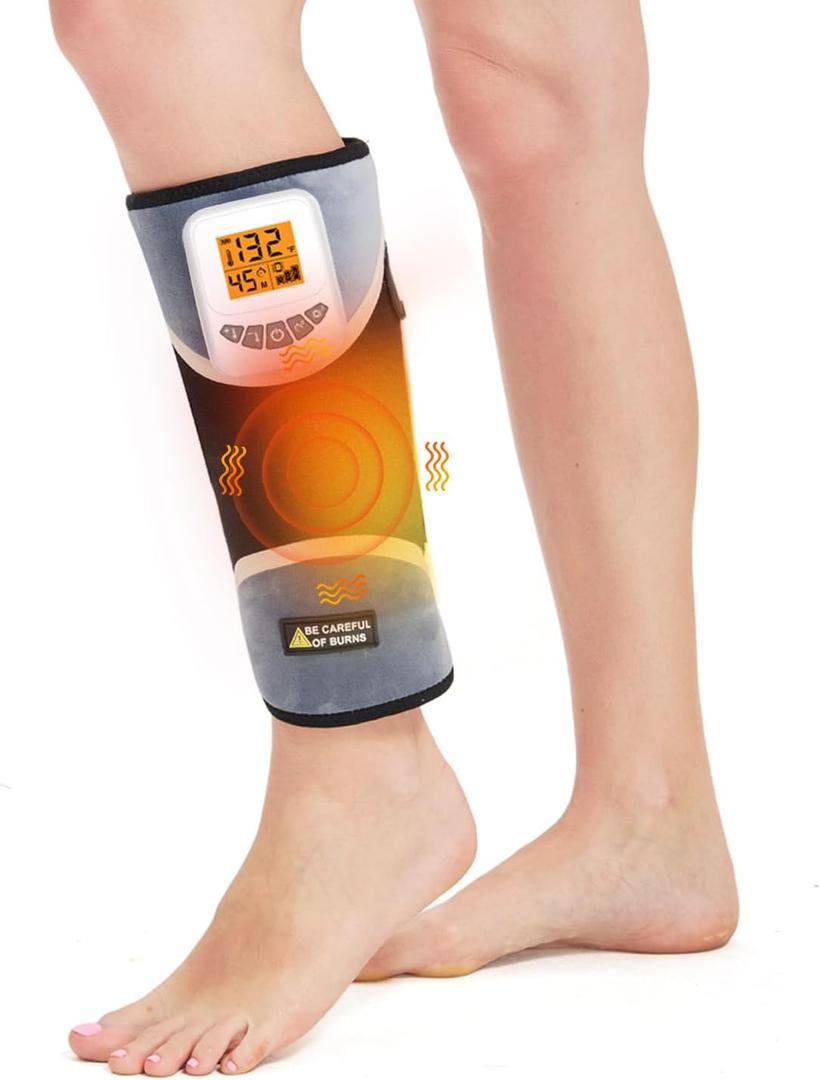 Cordless Leg Massager for Circulation and Pain Relief - 5000mAh Portable Heating Pad for Leg and Calf with 3-Level Vibration Massage, 104-140 Adjustable Temperature & 30/45/60 Min Timer