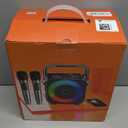 Karaoke Machine, Portable Bluetooth Speaker with 2 Wireless Microphones for Adults & Kids with Lights, Karaoke Microphone with PA System Supports USB/TF/FM/AUX for Home Party Home System Packages (Black)