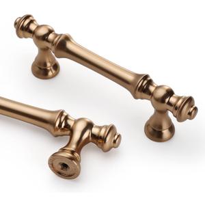 Asidrama 10 Pack 3 Inch(76mm) Champagne Bronze Kitchen Cabinet Handles,Brushed Brass Cabinet Pulls Kitchen Cabinet Hardware for Cupboard Gold Drawer Pulls (3" Hole Center)
