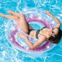 Intex Transparent Glitter Tube Inflatable Swimming Pool Float Raft Ring, Large