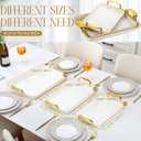 Rtteri Set of 6 Serving Platters with Handles 18.3/16.73/14.8 Inch Large Rectangular Serving Tray Reusable for Entertaining Dinner Party Wedding Decoration(Golden Handles,White)