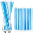 Tessco for you 600 Pcs 9.84 Inch Jumbo Smoothie Straws Bulk 10 mm Large Plastic Disposable Bubble Tea Straws WideMouthed Individually Wrapped for Tall Homemade Milkshakes Drinking (Blue)