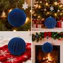 LANGXUN 2 Pcs 8 Inch Extra Large Velvet Christmas Ball Ornaments - Shatterproof Hanging Christmas Tree Decorations for Xmas Holiday Party Wedding Home Decor (Navy Blue)