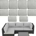 Outdoor Cushion Covers Replacement 10 Pcs Patio Cushion Covers fit for 4-Seater Wicker Rattan Sectional Couch Sofa Outdoor Cushion Slipcovers Set Seat and Back Cover Only, Grey Heather