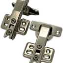 2 Piece Frameless Cabinet Door Hinges, 90 Degree Kitchen Hinges for Cabinet Folding Replacement Hardware [4 Holes]