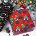 AUCLAY Reversible Christmas Wrapping Paper Roll for Kids Men Women Baby - Red Monster Truck & Santa, Merry Christmas Lettering with Stars in Black - Holiday Gift Wrap Paper, 17.7 Inch X 33 Feet