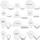Cinnvoice 612 Pcs Patchwork Paper EPP English Piecing Supplies 12 Shapes Acrylic Templates with 600 Paper Piecing for Sewing Dresden Plate Triangle Hexagon Quilting Template(Classic 1,Clear)