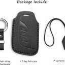 Genuine Leather Key Fob Cover Compatible with Lexus ES300h ES350 LC500 LC500h LS500h NX350 NX250 NX350h GX460, etc. Key Fob Case with Keychain & Lanyard for Lexus Key Fob (4 Buttons, Black)