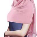 Geyoga Hijab Scarf for Women Soft Chiffon Rhinestone Long Scarf Shawl Fashion Muslim Hijab Head Wrap Scarves (Pink)