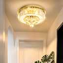 AFQEJG 19.6" Gold Modern Crystal Chandeliers for Dining Room LED Dimmable Light Fixtures Flush Mount Light Living Room Bedrooms