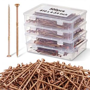 Blulu 500 Pcs #10 x 4-3/4 Inch Multi-Purpose Deck Screws, Coated Exterior Star Drive, Decking Framing Screws with Protective Coating for Construction, Repair