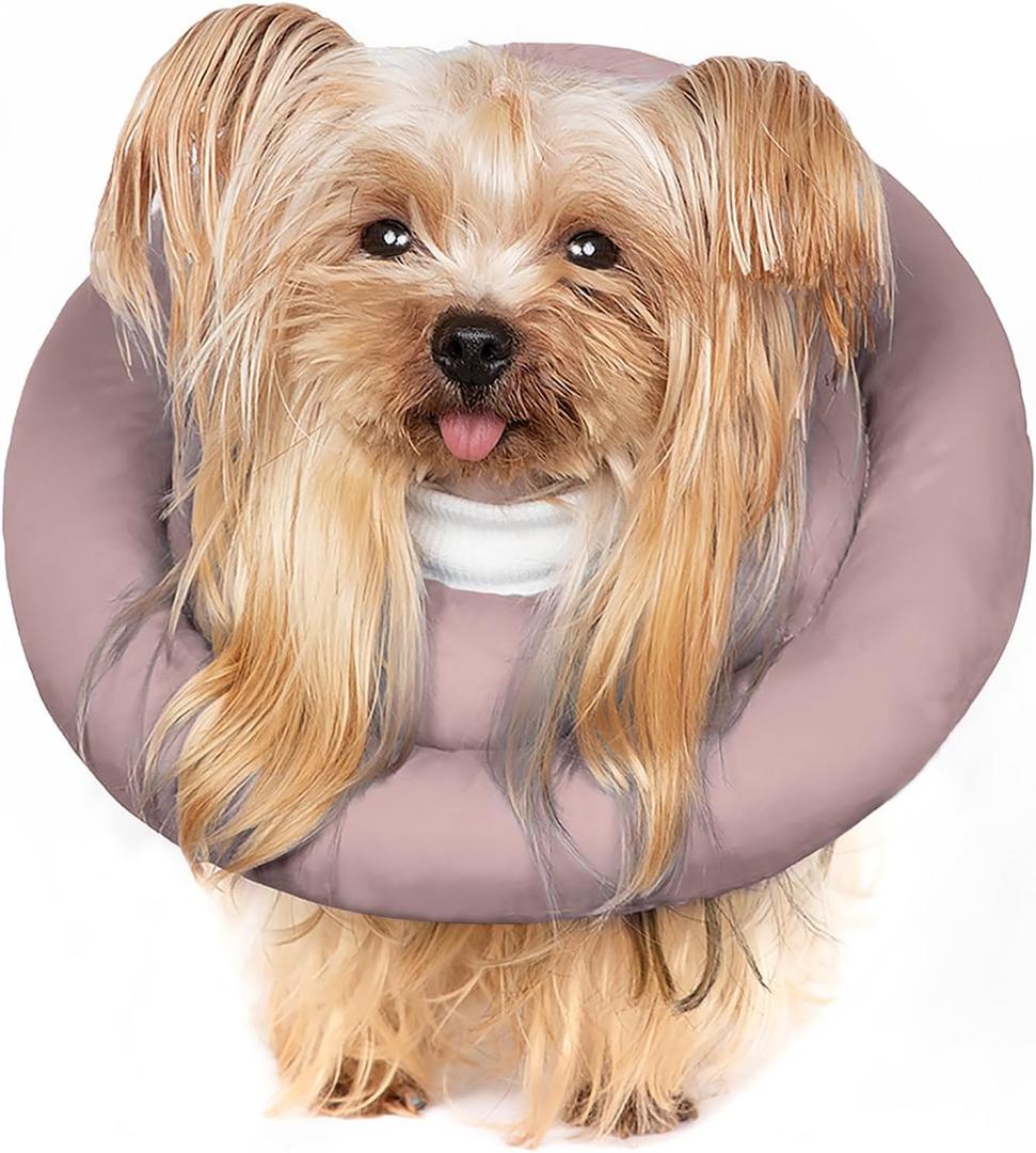 Comfortable Adjustable Soft Dog Cone Alternative After Surgery - Elizabethan Donut Collar for Cats, Medium Dogs and Small Dogs (M(Neck Girth:6.2-12.9" Height:6.0-7.5"), PINK)