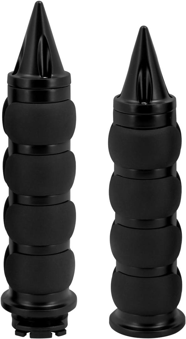 HDBUBALUS Motorcycle Hand Grips 1 Inch Handlebar Throttle Grips 25MM Rubber Fit for Harley Dyna Softail Touring Road King Electra Glide Sportster (Style B-Black)