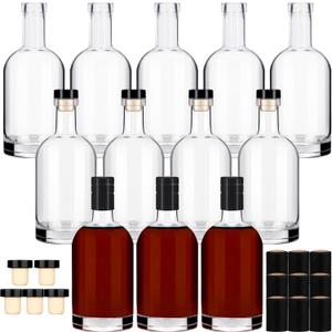 Liengoron Wine Bottle 12PCS 375 ML Glass Bottles with Lids 12 oz Clear Glass Bottles with Cork Empty Wine Bottle with Stopper for Beverages Drinks Beer Water Soda